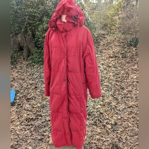 Vintage Eddie Bauer Red Goose Down Puffer Parka Coat, Women's Medium, Long 49"